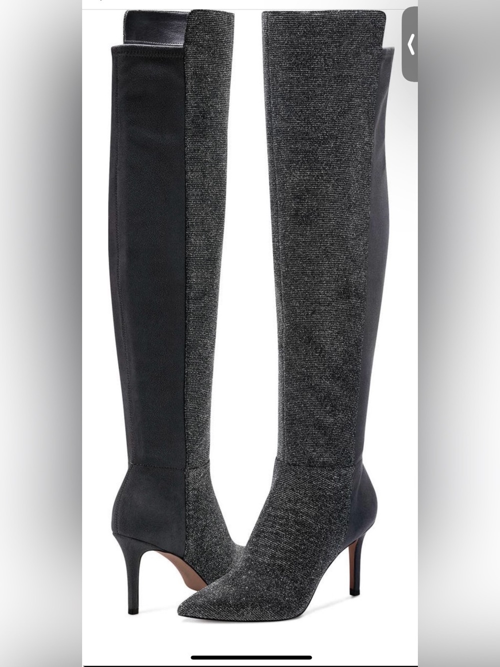 Jessica Simpson Amriena Metallic Gliter Grey Over-the-Knee Stiletto boots